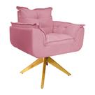 Poltrona Decorativa Opalla Pés Giratório Suede Rosa - DS Estofados