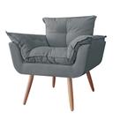 Poltrona decorativa Opalla Pés Palito Suede Cinza - DS Estofados
