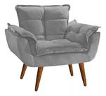 Poltrona Decorativa Opalla Suede Cinza - Twdecora