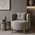 Poltrona Decorativa Orgânica Curva Luna Boucle Cinza Claro - Montanaris Decor