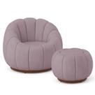 Poltrona Decorativa Orgânica Fixa com Puff Nuvem Boucle - Loja Sheep