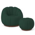 Poltrona Decorativa Orgânica Fixa com Puff Nuvem Veludo - Loja Sheep