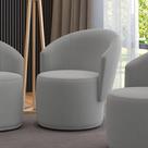 Poltrona Decorativa Orgânica Fixa Para Sala Malu Suede Cinza M11 - D'rossi