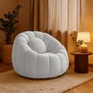 Poltrona Decorativa Orgânica Giratória Cloud Bouclê Cinza Claro E03 - D'Rossi