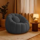 Poltrona Decorativa Orgânica Giratória Cloud Bouclê Cinza Escuro E03 - D'Rossi