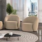 Poltrona Decorativa Orgânica Giratória Kit 2 Lua Suede Marr Rato D03 - D'Rossi