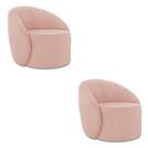 Poltrona Decorativa Orgânica Giratória Kit 2 Lua Veludo Rosê D03 - D'rossi