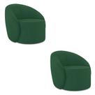 Poltrona Decorativa Orgânica Giratória Kit 2 Lua Veludo Verde D03 - D'rossi