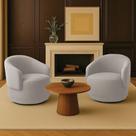 Poltrona Decorativa Orgânica Giratória Kit 2 Névoa Bouclê E03 - D'rossi Cor Cinza Claro Poltrona Decorativa Orgânica Giratória Kit 2 Névoa Bouclê E03 - D'rossi Cor Cinza Claro