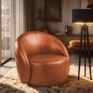 Poltrona Decorativa Orgânica Giratória Lua Sintético Pu D03 - D'rossi Nozes