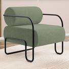 Poltrona Decorativa Orgânica Living Miska Bouclê Verde Oliva - Desk Design