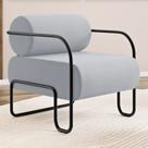 Poltrona Decorativa Orgânica Living Miska Veludo Cinza Claro - Desk Design