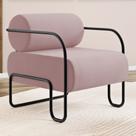 Poltrona Decorativa Orgânica Living Miska Veludo Rosê - Desk Design