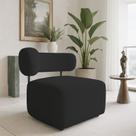 Poltrona Decorativa Orgânica Maya Veludo Preto Ferro Preto - Pallazio