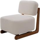 Poltrona Decorativa Orgânica Sala Living Pés Madeira Luiza L02 Bouclê Creme - Lyam Decor