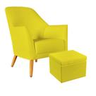 Poltrona Decorativa Orion com Puff Quasar Sued Amarelo Aradecor