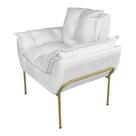 Poltrona Decorativa para Consultório Base Dourada Suede - Belliv Decor