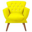 Poltrona Decorativa Para Recepção Escritório Salão Sala Estar Jantar Florença Botão Strass - Sued Amarelo
