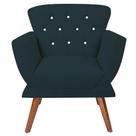 Poltrona Decorativa Para Recepção Escritório Salão Sala Estar Jantar Florença Botão Strass - Sued Azul Marinho