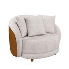 Poltrona Decorativa para Sala 122cm Pés Madeira Kaly M22 Sintético Caramelo/Linho Bege - Mpozenato Poltrona Decorativa para Sala 122cm Pés Madeira Kaly M22 Sintético Caramelo/Linho Bege - Mpozenato