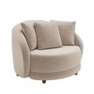 Poltrona Decorativa para Sala 122cm Pés Madeira Kaly M22 Veludo Bege - Mpozenato Poltrona Decorativa para Sala 122cm Pés Madeira Kaly M22 Veludo Bege - Mpozenato