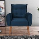 Poltrona Decorativa para Sala Arcos Veludo Azul