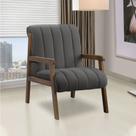Poltrona Decorativa para Sala Base de Madeira Daline Bouclê Cinza Escuro E03 - D'Rossi