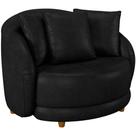 Poltrona Decorativa Para Sala de Estar Base Fixa Pés Madeira Witta M03 material sintético Preto - Lyam Decor