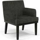 Poltrona Decorativa Para Sala De Estar Base Preto Beatriz W01 Linho Chumbo