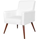 Poltrona Decorativa Para Sala de Estar e Recepção Maria W01 Pés Palito Material Sintético Branco - Lyam Decor