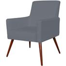 Poltrona Decorativa Para Sala de Estar e Recepção Maria W01 Pés Palito Material Sintético Cinza - Lyam Decor