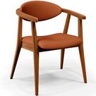 Poltrona Decorativa Para Sala de Estar Jantar Cecília B04 Tecido Terracota - Lyam Decor
