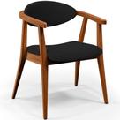 Poltrona Decorativa Para Sala De Estar Jantar Cecília L02 Suede Preto