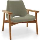 Poltrona Decorativa Para Sala De Estar Living Base Madeira Becker L02 Bouclê Oliva - Lyam Decor