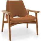 Poltrona Decorativa Para Sala de Estar Living Base Madeira Becker L02 Bouclê Terracota - Lyam Decor