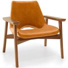 Poltrona Decorativa Para Sala de Estar Living Base Madeira Becker L02 material sintético Whisky - Lyam Decor Poltrona Decorativa Para Sala de Estar Living Base Madeira Becker L02 material sintético Whisky - Lyam Decor