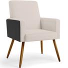 Poltrona Decorativa Para Sala De Estar Maria W01 Pés Palito Linho Cru material sintético Preto - Lyam Decor