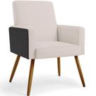 Poltrona Decorativa Para Sala De Estar Maria W01 Pés Palito Linho Cru Material Sintético Preto - Lyam Decor