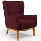 Poltrona Decorativa Para Sala de Estar Milena D02 Base de Madeira Veludo Marsala B-278 - Lyam Decor