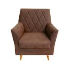 Poltrona Decorativa Para Sala de Estar Mona Suede Marrom Claro