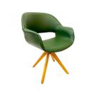 Poltrona Decorativa para Sala de Estar ou Jantar Eduarda cor verde oliva base madeira giratória