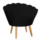 Poltrona Decorativa para Sala de Estar Petala Suede Preto - Montanaris Decor