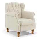 Poltrona Decorativa Para Sala de Estar Yara P02 Linho Champagne - Lyam Decor