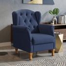 Poltrona Decorativa Para Sala de Estar Yara P02 Suede Azul Marinho - Lyam Decor