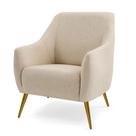 Poltrona Decorativa Para Sala Estar Paloma Pés Palito Ouro Fosco D02 Linho Bege C-129 - Lyam Decor