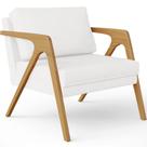 Poltrona Decorativa Para Sala Estar Pietra Com Estrutura De Madeira L02 Corano Branco - Lyam Decor