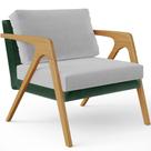 Poltrona Decorativa Para Sala Estar Pietra L02 Facto Verde Musgo Linho Cinza - Lyam Decor