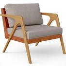 Poltrona Decorativa Para Sala Estar Pietra L02 Sintético Camel Linho Bege - Lyam Decor