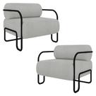 Poltrona Decorativa para Sala Industrial Kit 2 Kira K04 Bouclê Cinza Claro - Mpozenato