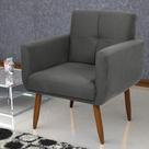 Poltrona Decorativa para Sala Lilian Suede Cinza
